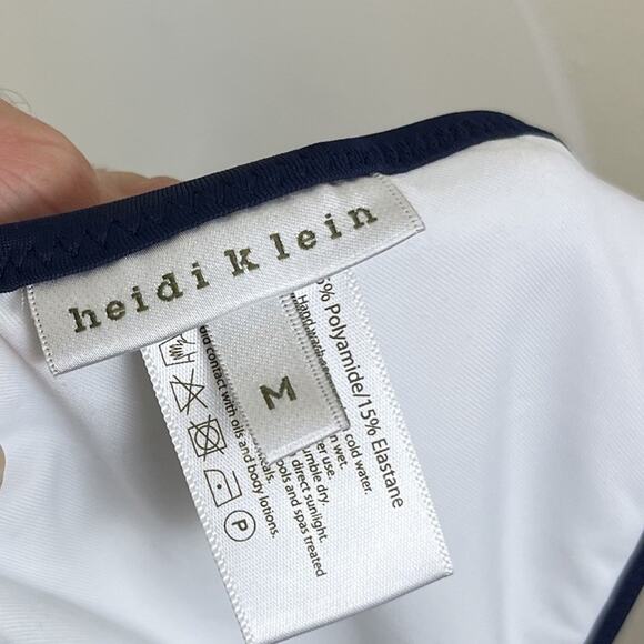 Anthropologie X Heidi Klein Bordered Bikini Womens S/M White Blue - Picture 6 of 9